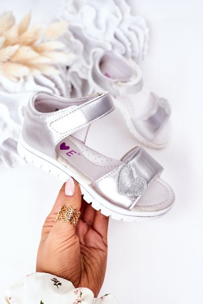 Children's Velcro Sandals Silver Sweetheart