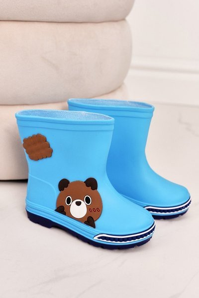 Bottes De Pluie Enfant Avec Ours En Peluche Bleu Clair