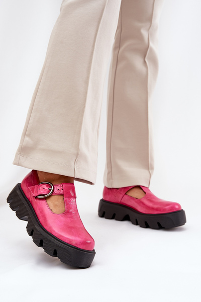 Chaussures En Cuir Laquées Avec Boucle Zazoo 20183 Fuchsia