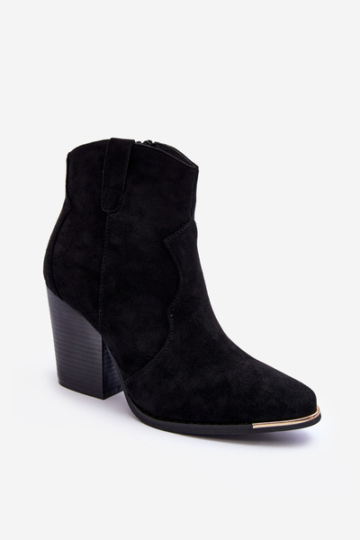 Suede Cowboy Boots On Heel Black Lotoune