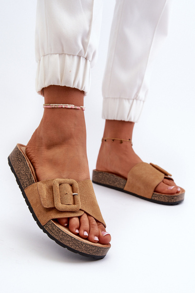 Női szandál csattal Eco Suede Camel Laeltia