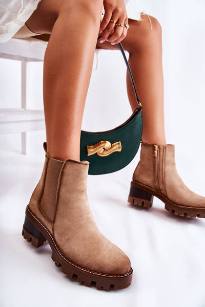 Warme Damenstiefel mit Reißverschluss Beige Lenaris