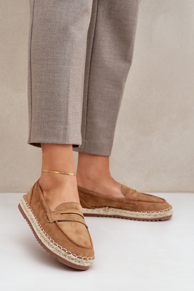 Damen Espadrilles Mit Jutegeflecht Auf Flacher Sohle Camel Shilova