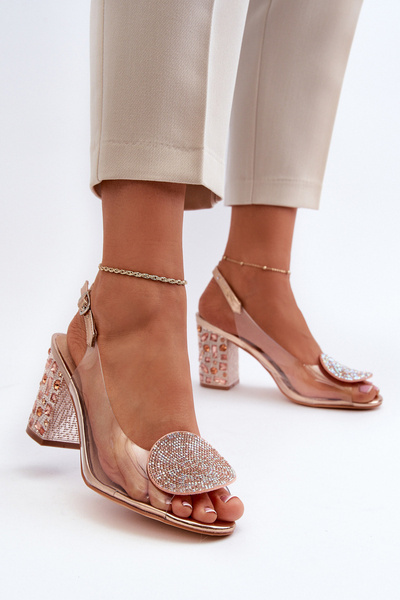 Permatomi sandalai su Stiletto Heel Pink Gold D&A MR38-112