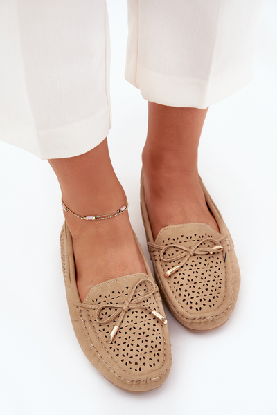 Mocassins pour femmes avec motif ajouré et laçage Khaki Mirisa