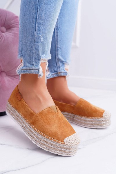Camel Suede slip-on Espadrilles Mariako