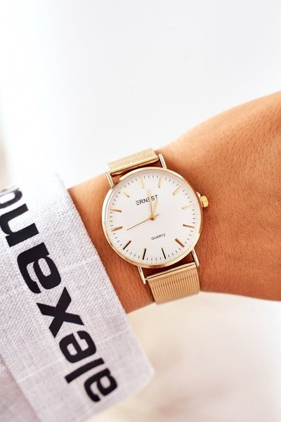 Armbanduhr mit Mesh-Armband ERNEST Gold