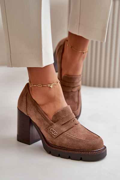 Women's High-Heeled Pumps with Platform in Black Eco-Suede Vinceza 58105