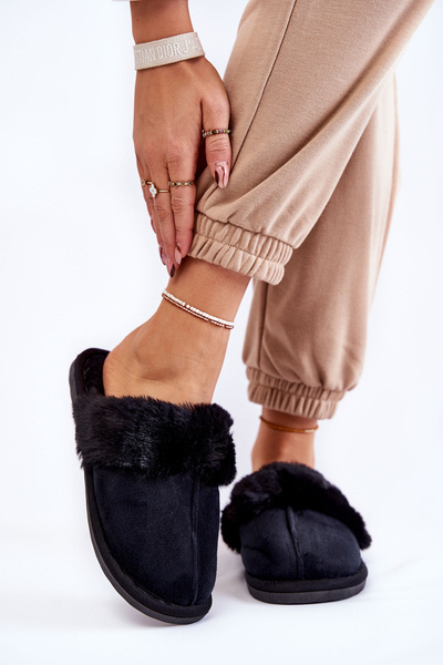 Chaussons classiques pour femmes avec fourrure Lorines noires