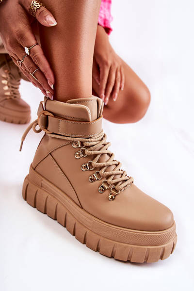 Modische Damen-Stiefeletten Beige La Blanca