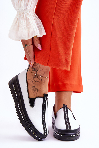 Baskets Slip-on Cuir Femme Blanc Nathalie