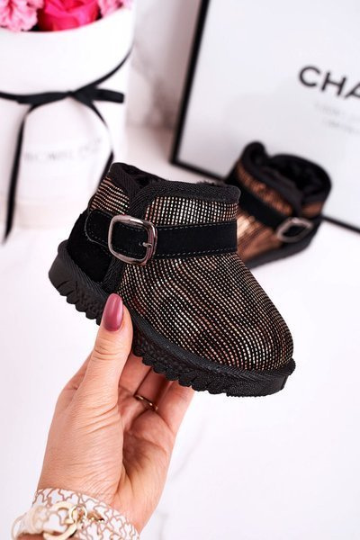 Bottes De Neige Enfant Avec Fourrure Doré Noir Dreamy