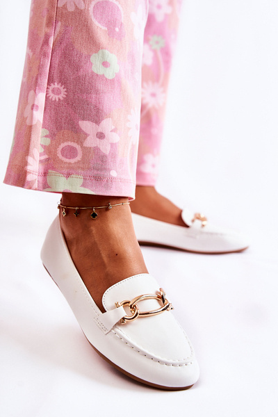 Mocassins En Cuir Avec Décoration Blanc Millario