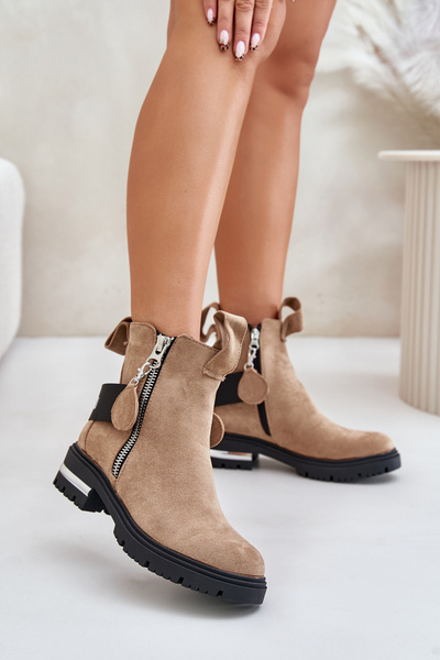 Bottes chaudes pour femmes avec fermeture éclair Marron Calvaro