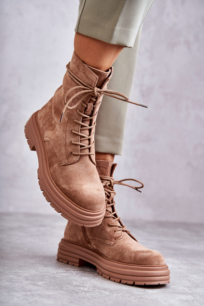 Women's Suede Boots Tied Camel Afra