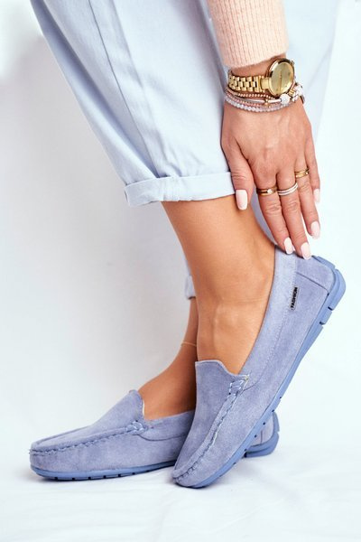 Mocassins Femme Bleu Daim Morreno