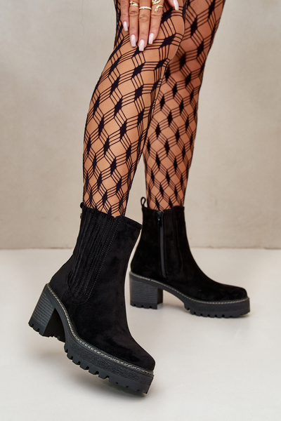 Bottes À Talons Pour Femmes En Eco Daim Isolées Noir Nevitas