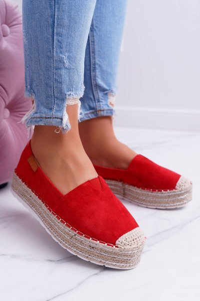 Slip-On Espadrilles Red Suede Espadrilles Mariako