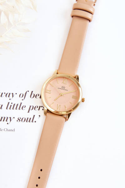 Montre femme sur bracelet cuir Giorgio & Dario Beige