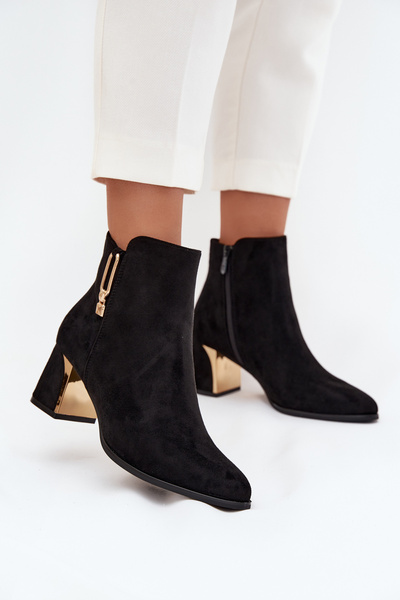 Damenturnschuhe mit Absatz mit goldenen Details schwarzes Kalivra