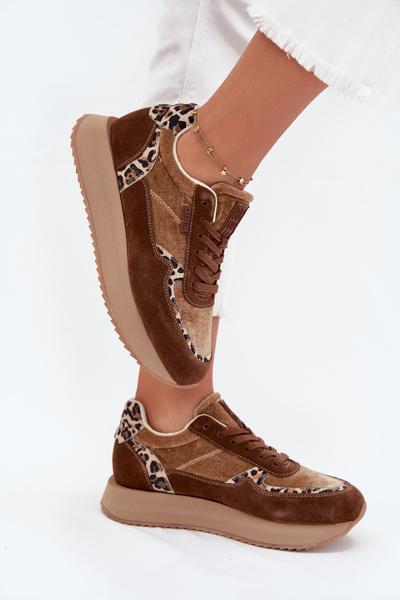 Női Velúr Sneaker Big Star OO274A313 HI-POLY SYSTEM Barna Leopárd