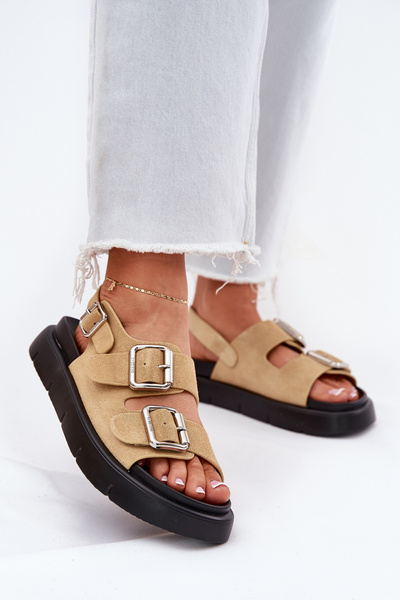 Sandale Din Suede Pentru Femei Cu Catarame Big Star RR274665 Bej