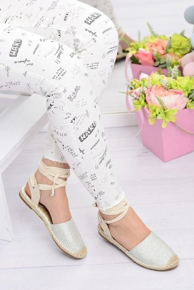 Női lenvászon balerina lépcsőzetes ezüst Espadrilles Sea