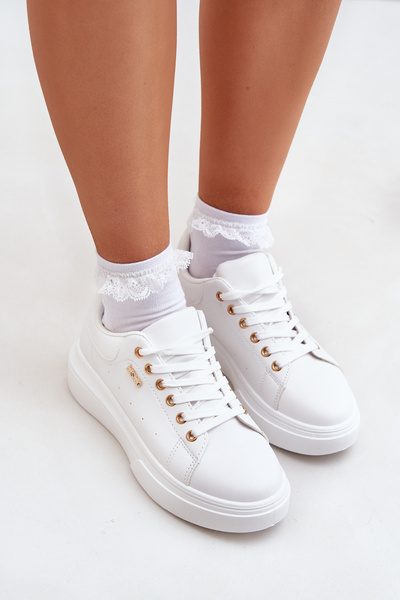 Damen Sneakers Auf Plattform Eco Leder Weiß Lelandine