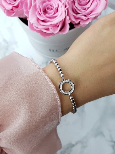 Women's Beaded Bracelet Circle Silver Atria
