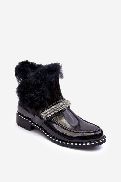 Bottines à talon plat et plateforme pour femmes noires Linestta