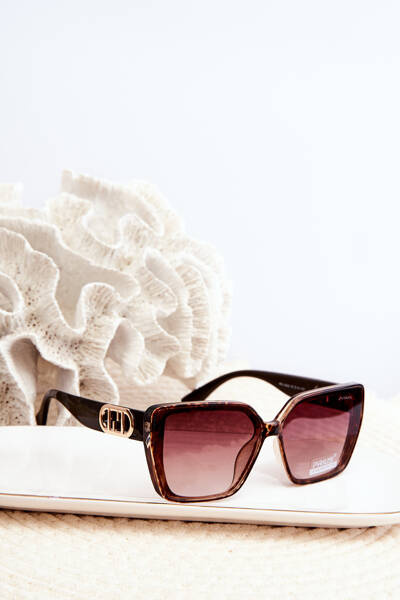 Lunettes de soleil pour femmes avec détail décoratif UV400 marron foncé