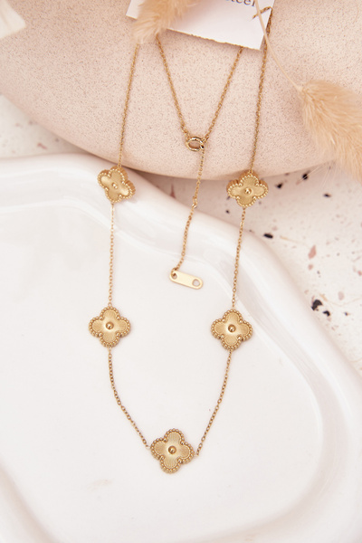 Edelstahlkette mit Blumen goldfarben