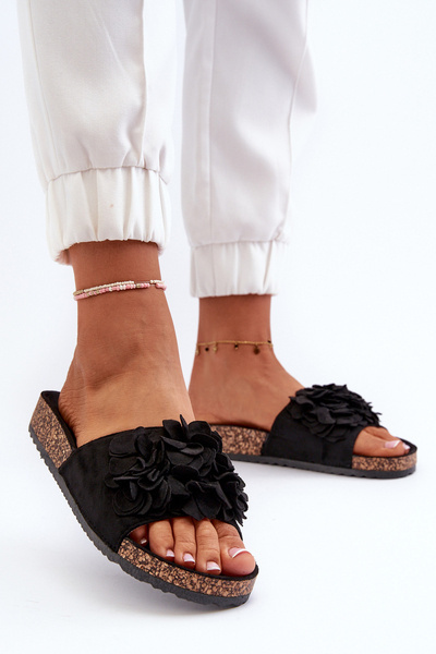Női klumpa parafa platformon Eco Suede fekete Jaihinival