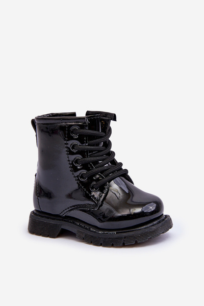 Bottes Pour Enfants Laquées Avec Fermeture Éclair Noir Tibbie