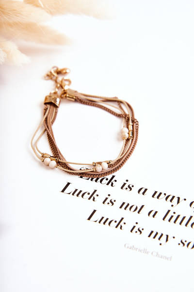 Bracelet Ajustable Pour Femme Avec Cristaux Beige