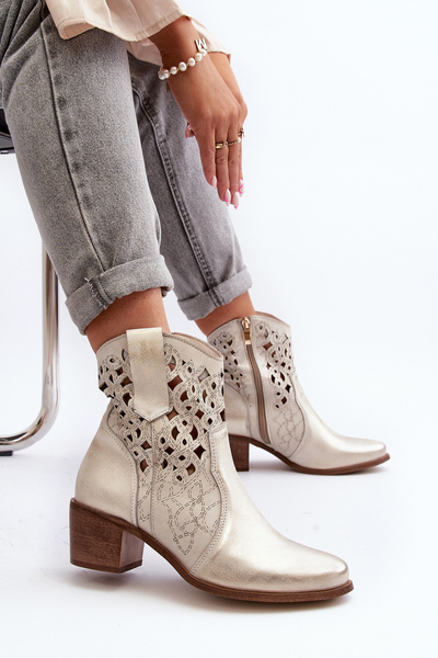 Cizme Cowboy din piele Zazoo 3394/2 Aurii