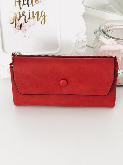 Grand portefeuille rouge pour femme avec porte-clés cœur