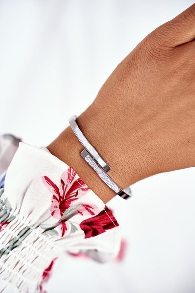 Bracelet Femme Acier Avec Zircons Argent Sekvana