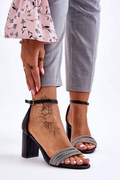 Sandales Élégantes À Talons En Zirconium Noir Laurene