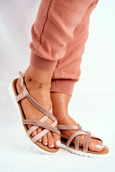 Moteriški „Lu Boo“ sandalai su cirkonio 406-6 „Rose Gold Feen“.