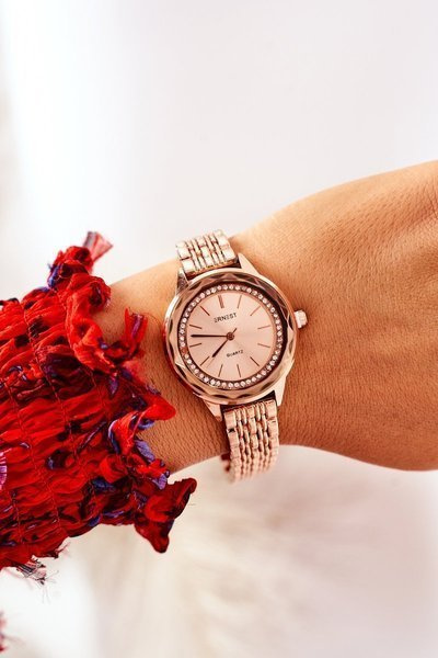 Watch On Bracelet With Cubic Zirconia ERNEST Rose Gold