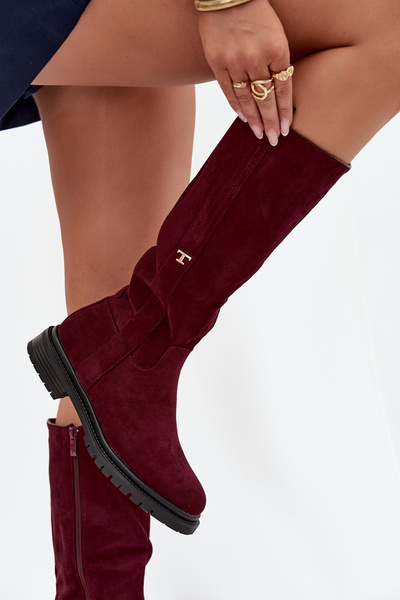 Damentreter mit Isolierung Flacher Absatz Eco Wildleder Bordeaux Delyssa