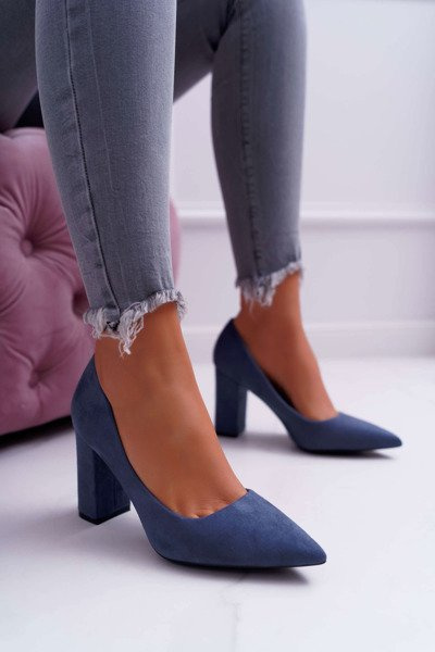 Moteriškos Stiletto pompos Suede Blue Clarina