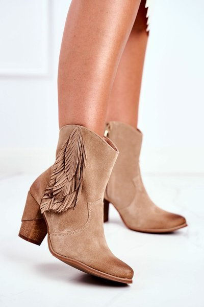 Women’s Boots On High Heel Leather Beige Quintana