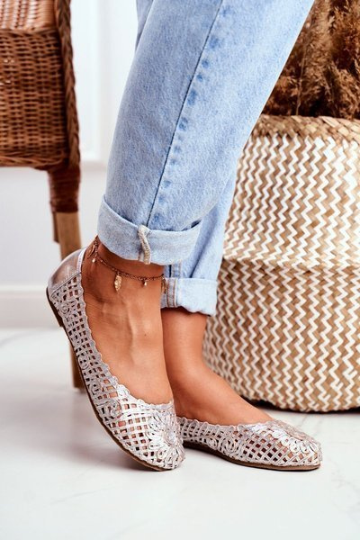 Lu Boo Ballerinas Ballerinas Silver OpenWork împletit