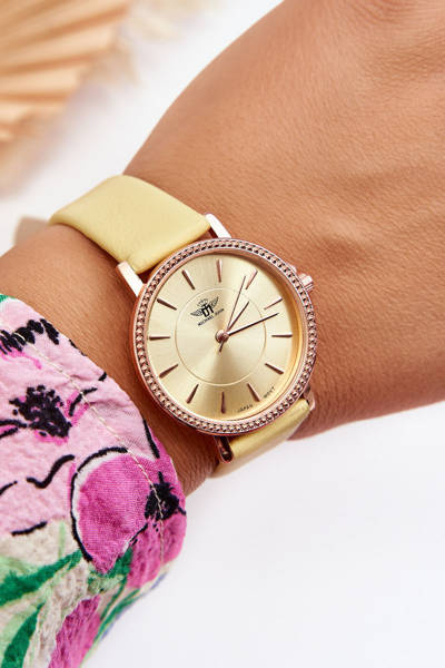 Női Michael John klasszikus övóra, sárga