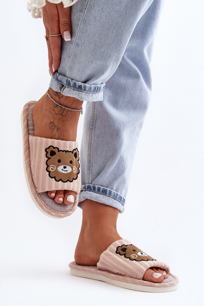 Pantoufles beiges pour femmes avec ours Demare