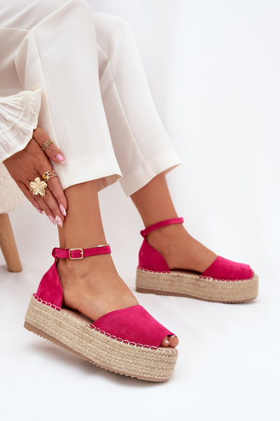 Damen Espadrilles auf Plattform mit Geflecht Fuchsia Selise