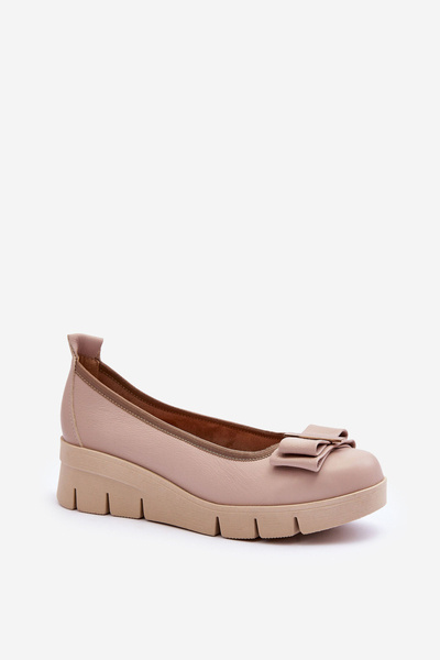 Platforme din piele Ballet Ballet cu ornament bej Lewski 3384