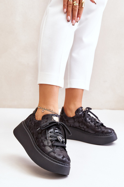 Chaussures de Sport en Cuir à Plateforme Maciejka 06191-42 Noir